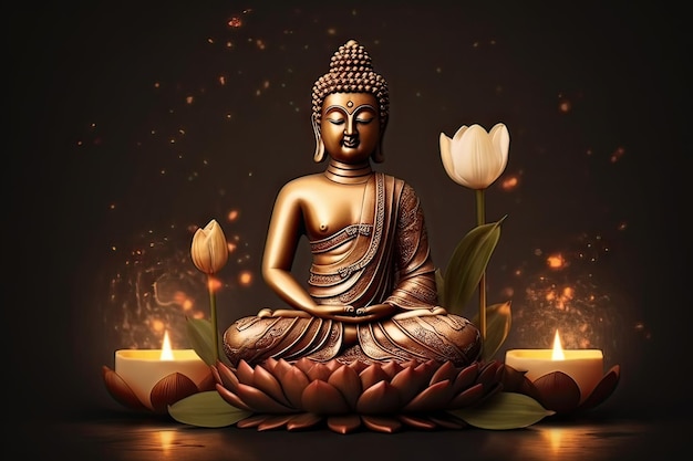 Vesak-Tag mit Buddha und Lotus generativer KI