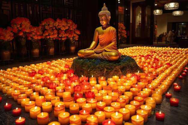 Vesak-Tag mit Buddha und Lotus generativer KI