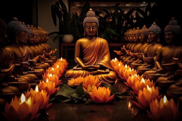 Vesak-Tag mit Buddha und Lotus generativer KI