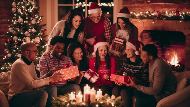 Foto véspera de natal com amigos