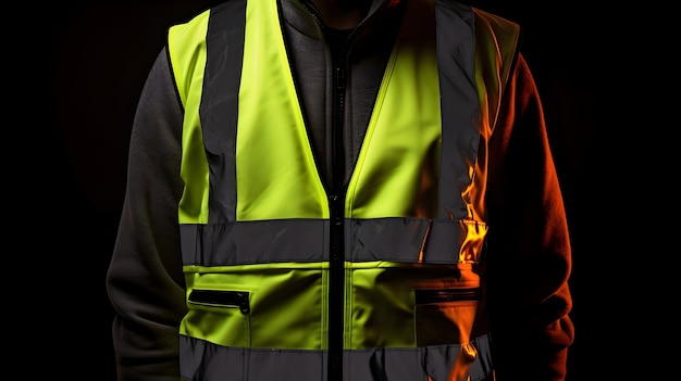 Foto veste de seguridad reflectante usado por una construcción