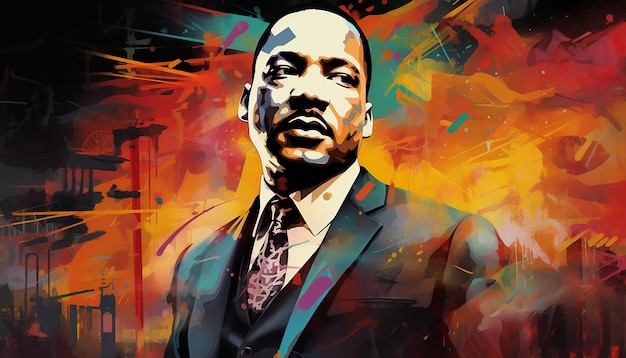 Foto vestido de calle de arte estilo graffiti de martin luther king