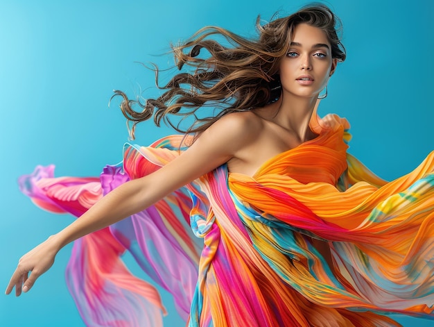 Un vestido de colores fluidos