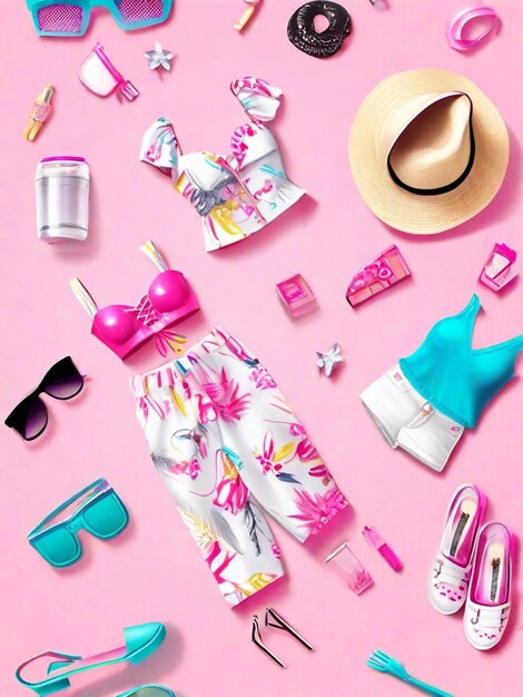 Foto vestido de compras de verano de barbie con fondo limpio