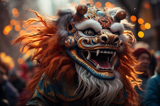 Vestido de danza de león utilizado durante el Año Nuevo Chino Foto de alta calidad