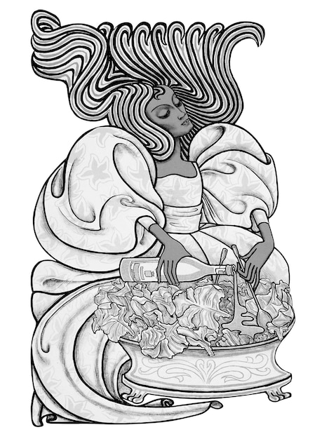 Vestido femenino retro Png remezclado de las obras de arte de Jan Toorop