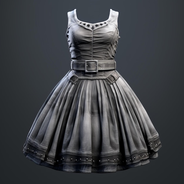 Vestido hiperrealista al estilo Rockabilly Modelo 3D con inspiración Frostpunk