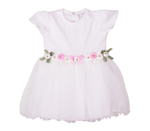 Vestido infantil brillante aislado sobre fondo blanco vestido para niños vestido de bebé