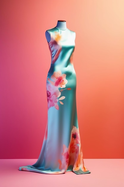 Vestido maxi floral de verão em manequim Generative AI