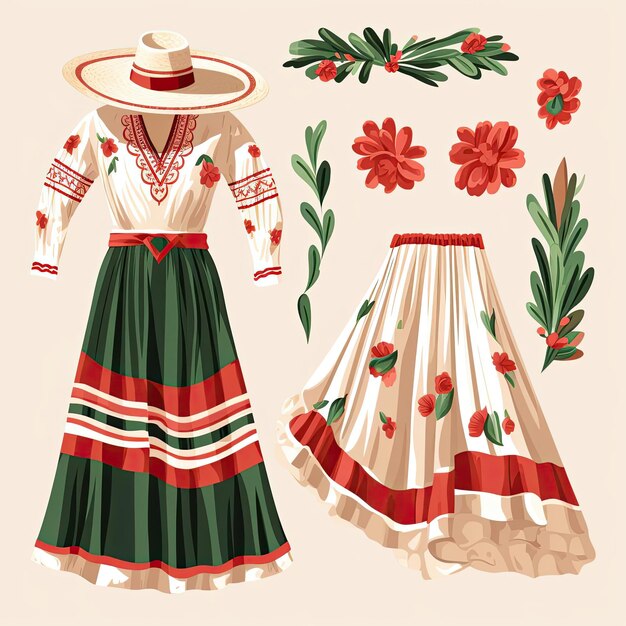 vestido mexicano país libre clip art en el estilo de escenas meticulosamente elaboradas