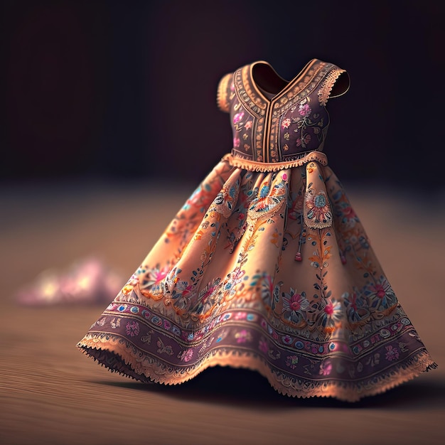 un vestido se muestra en la mesa