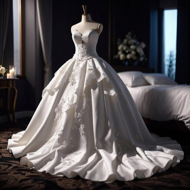 El vestido de novia blanco.