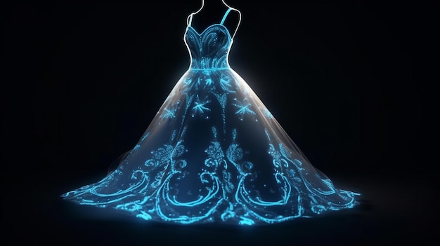 Vestido de novia con encaje y perlas sobre un fondo oscurogenerativo ai