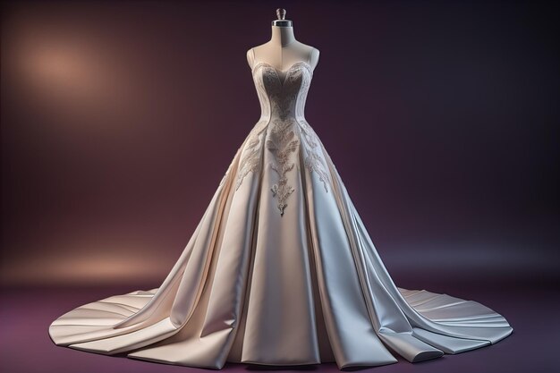 El vestido de novia en un maniquí ai generativo