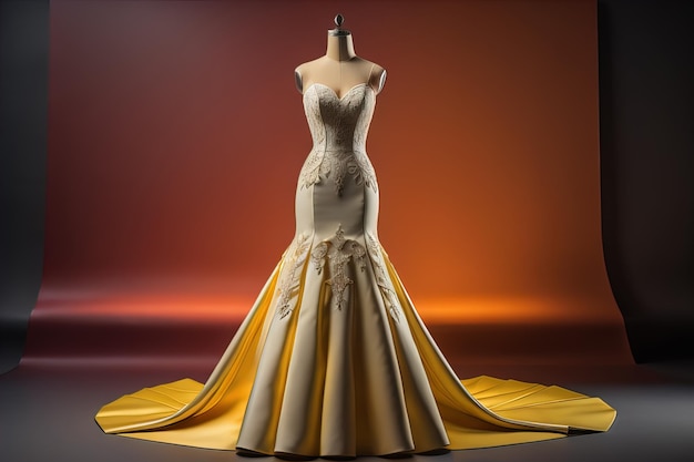 El vestido de novia en un maniquí ai generativo