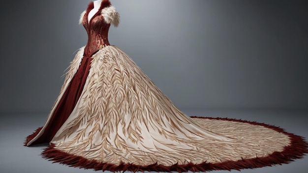 Vestido de plumas de reina surrealista