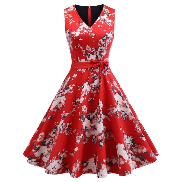 Un vestido rojo con un estampado de flores.