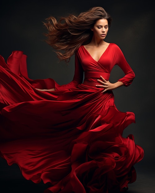 Vestido rojo de mujer hermosa moda