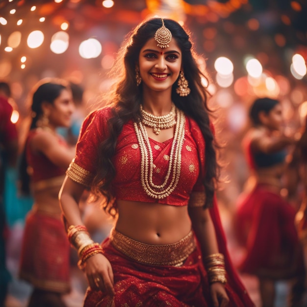 Vestido rojo tradicional Navratri