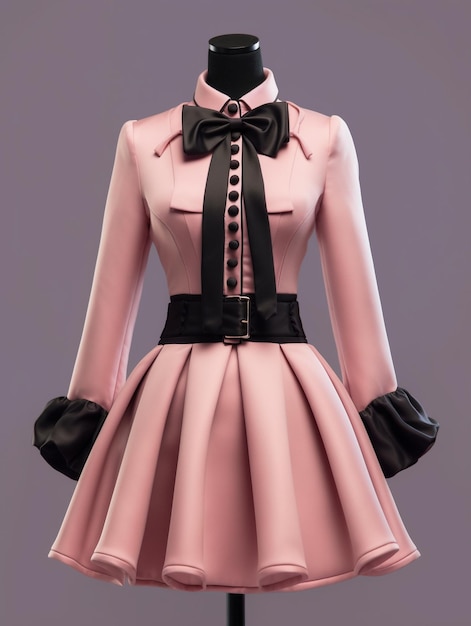 Foto un vestido rosa y negro con un lazo en el frente