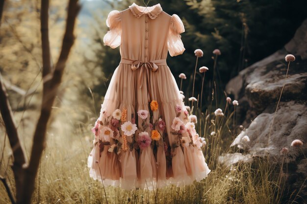 Foto vestido rosa vintage cottagecore