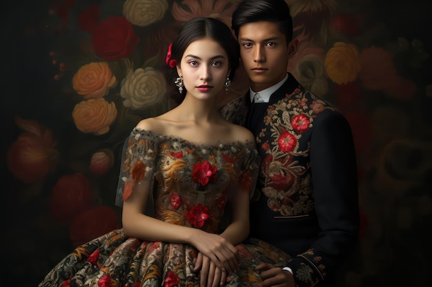 Vestido tradicional mexicano bordado mexicano amor de pareja mexicano