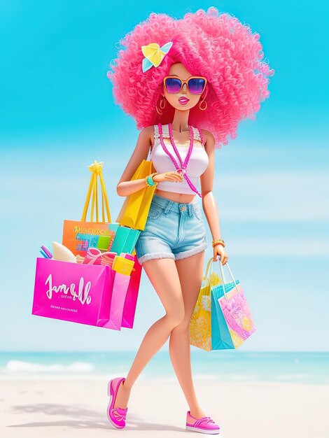 Foto vestido de verano a la moda para la muñeca barbie fase de compras