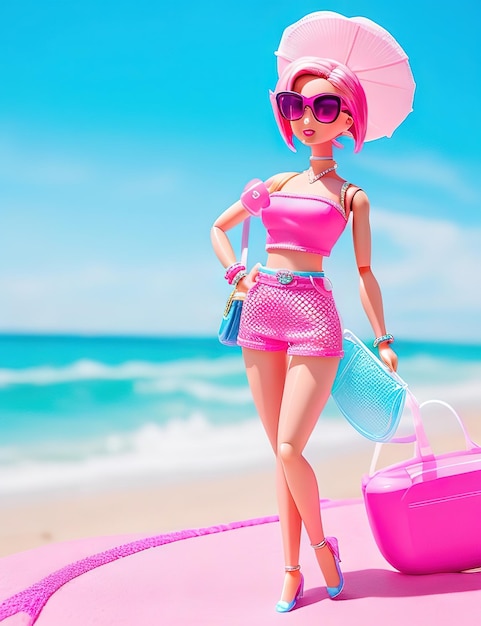 Foto vestido de verano a la moda para la muñeca barbie fase de compras