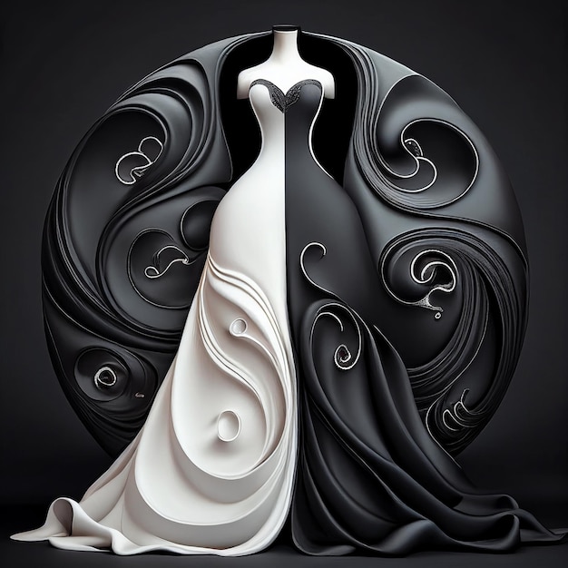 Vestido Yin yang IA generativa