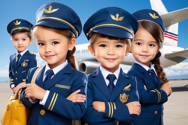 Foto vestidos de profesión de piloto y azafata para niños