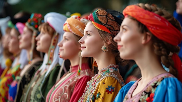 Vestidos tradicionales de todo el mundo en un papel tapiz de fondo