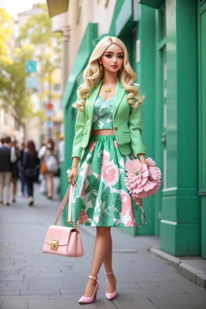Vestidos verdes inspirados en Barbie en la moda de las damas