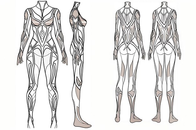 Vestuário 2d jumpsuit com padrões de arquitetura art deco wrappin conceito de moda ideia design de arte