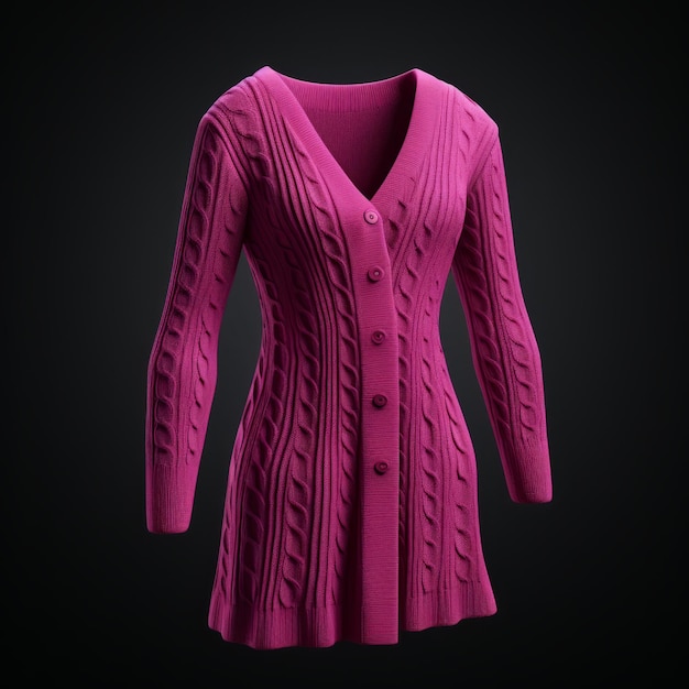 Vestuário de cardigan magenta hiper-realista para impressão 3D