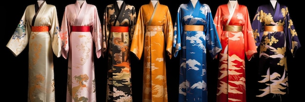 Foto vestuário de kimono rituais japoneses vestuário cerimonial riqueza cultural beleza atemporal arte do patrimônio do japão vestuário clássico gerado por ia