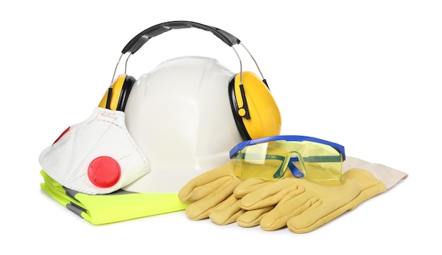 Vestuário de proteção em fundo branco Equipamento de segurança