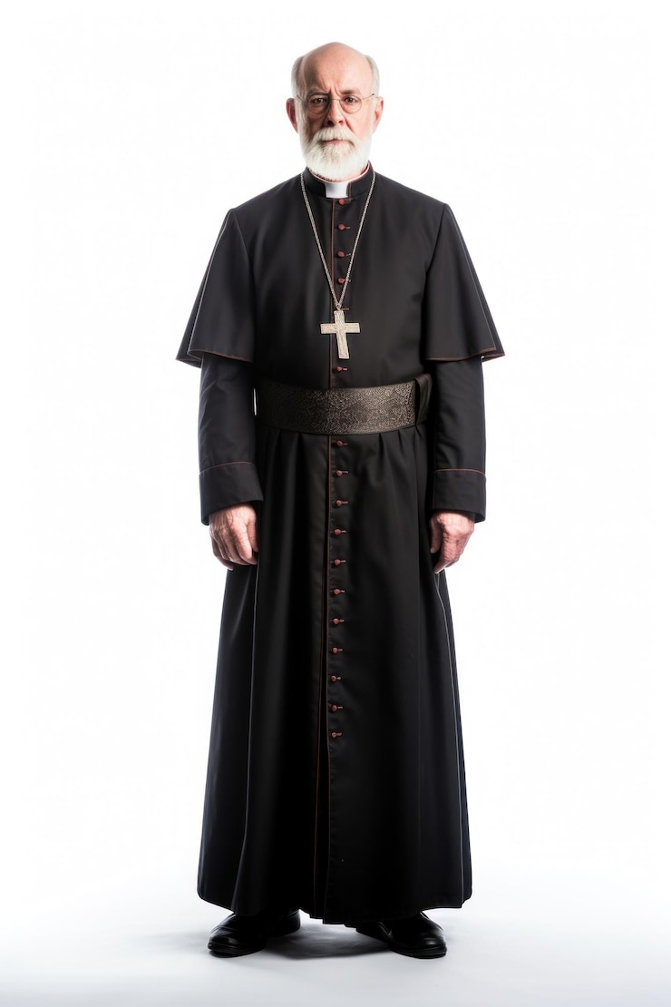 Foto vestuário de sacerdote adulto fundo branco