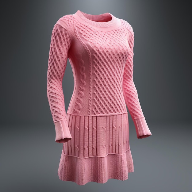 Vestuário de suéter rosa hiper-realista 3D Rendered Hd Design Isolado