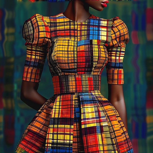 Foto vestuário em estilo de tecido kente conceito de impressão africana e colorido criado com tecnologia