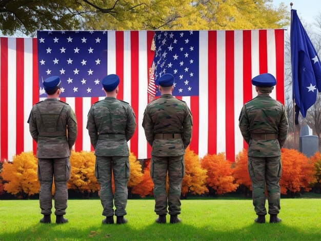 Veteranos de fundo Dia dos Veteranos Dia Memorial Dia da Independência e bandeira dos EUA AI gerado