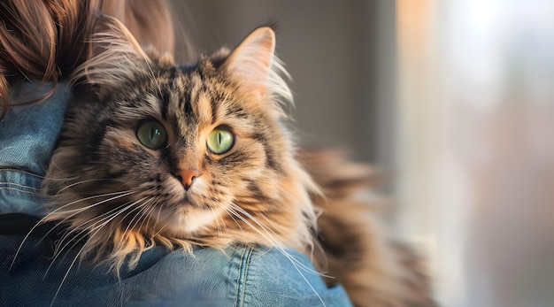 Foto veterinaria sostiene a un gato enfermo de cerca diagnóstico de mascotas concepto de clínica de salud