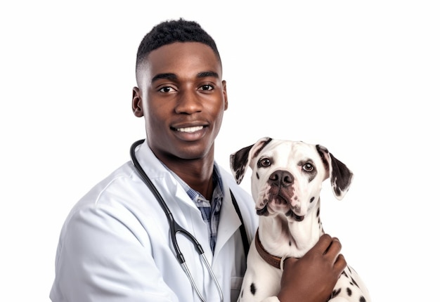 Foto veterinario masculino con concepto de hospital para perros y animales