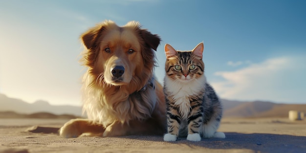 Veterinario con perro y gato