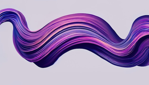 Vetor 3D Pintura Onda Abstrata Espiral Pincel Curso Fluindo Forma de Fita Tinta Líquida Digital