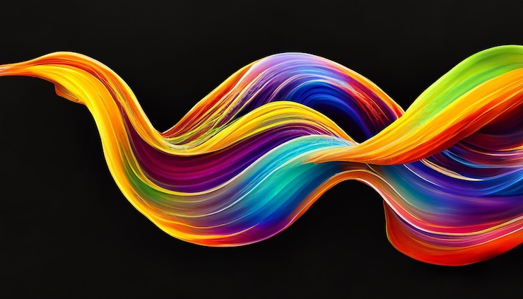 Foto vetor 3d pintura onda abstrata espiral pincel curso fluindo forma de fita tinta líquida digital