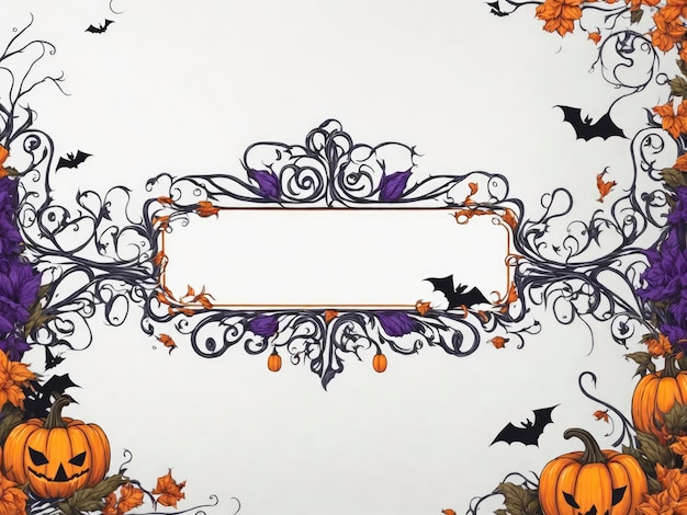 Foto vetor colorido de borda ornamental de halloween em fundo branco limpo
