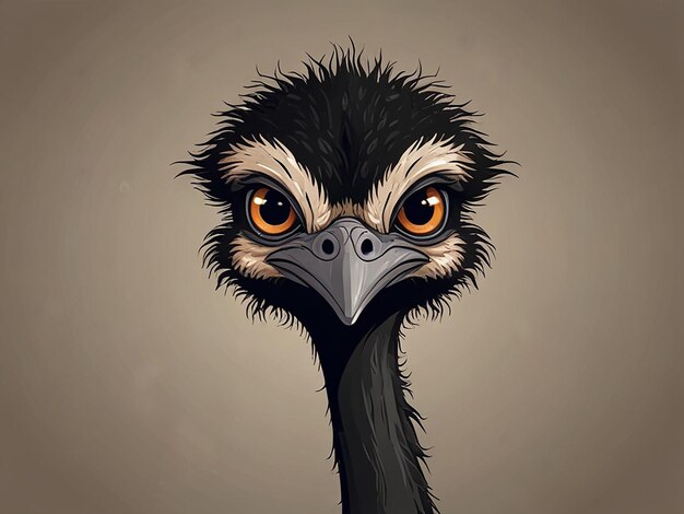 Foto vetor de cabeça de avestruz com design e cor simples