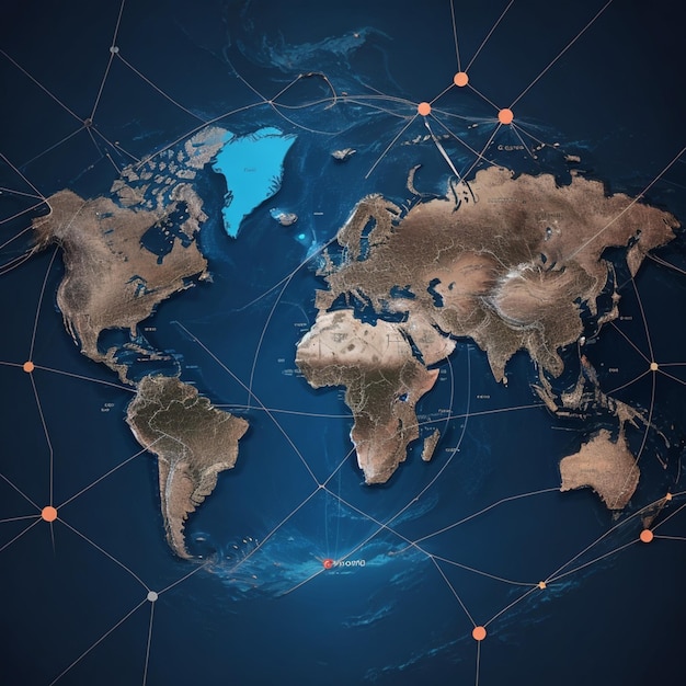 vetor de conexão de rede global mapa mundial fundo digital