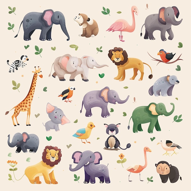 vetor de diferentes animais selvagens estilo de desenho animado
