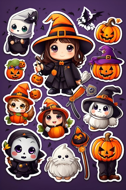 Vetor de Halloween Conjunto de adesivos de Halloween